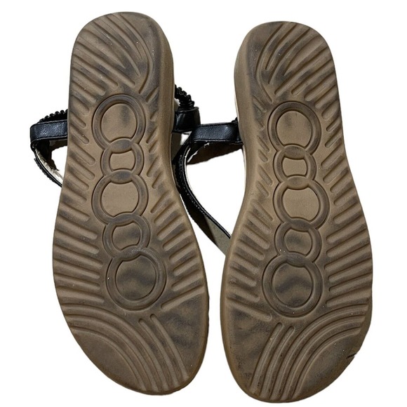 Super Women Italian Leather Size 37 Black Jewel Cushion Comfort Sandals - Picture 8 of 8